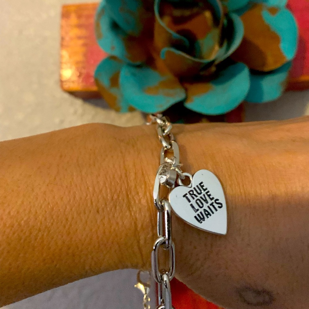 True love waits heart charm Bracelet